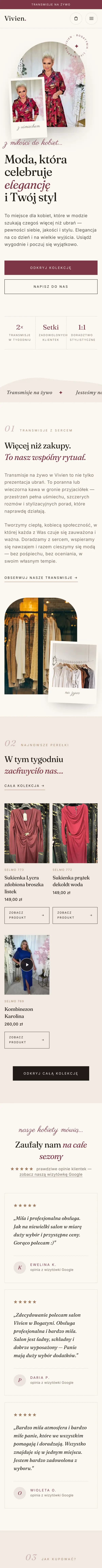 Cała strona Salon Vivien — widok na telefonie