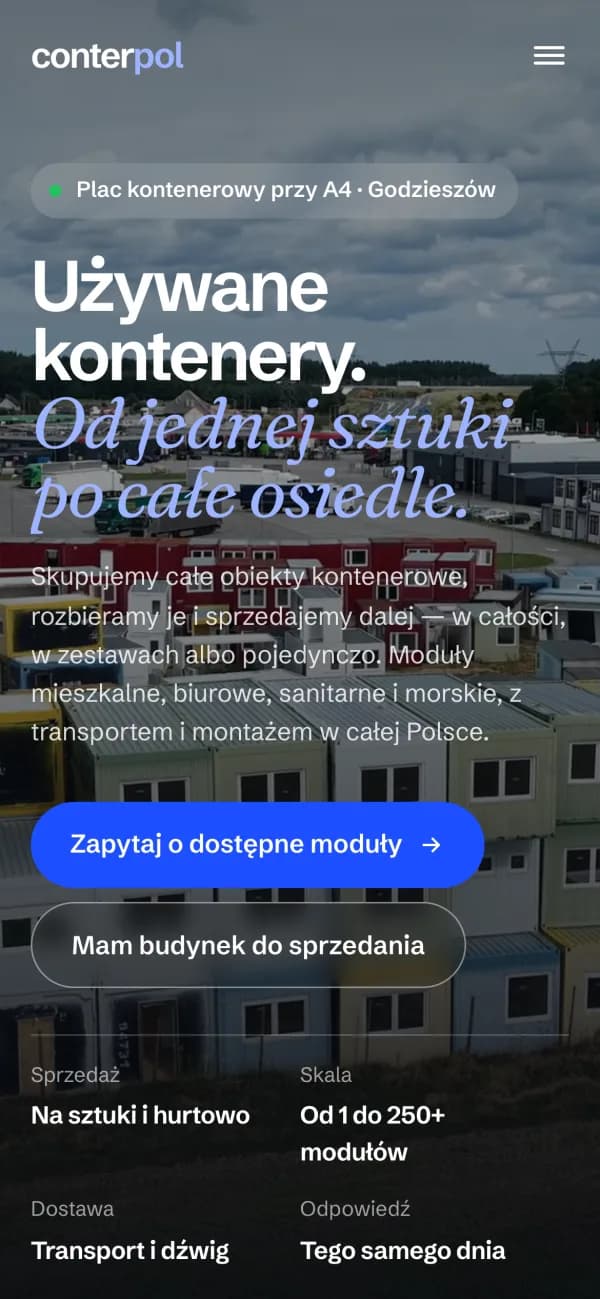 Strona Conterpol — widok na telefonie