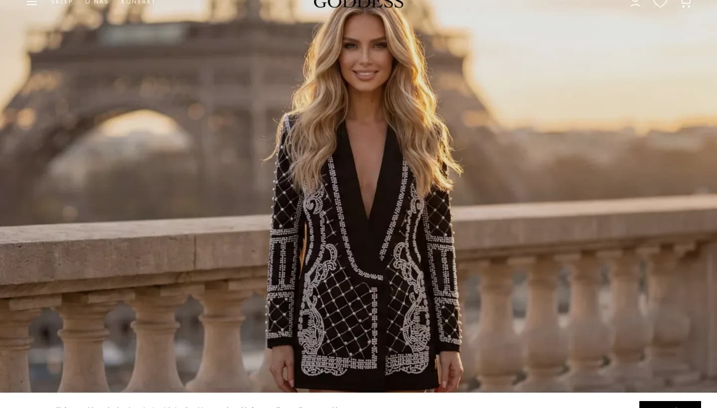 Strona Goddess Collection — widok na komputerze