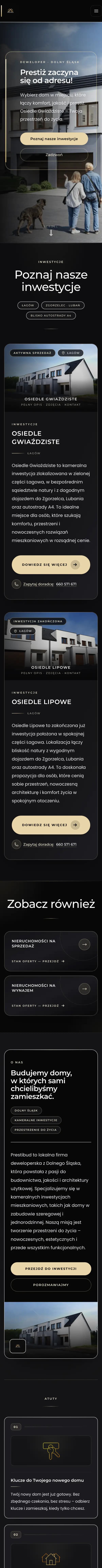 Cała strona PrestiBud — widok na telefonie