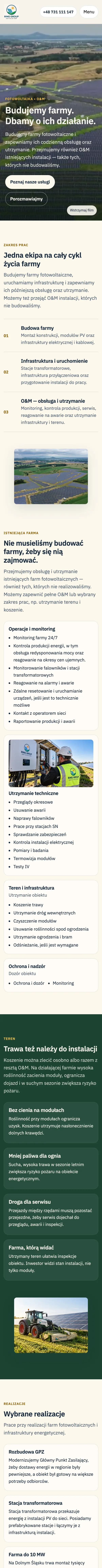 Cała strona Ring Group — widok na telefonie