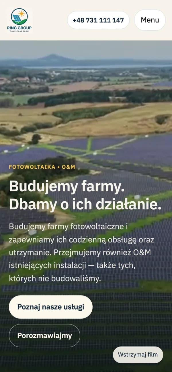 Strona Ring Group — widok na telefonie