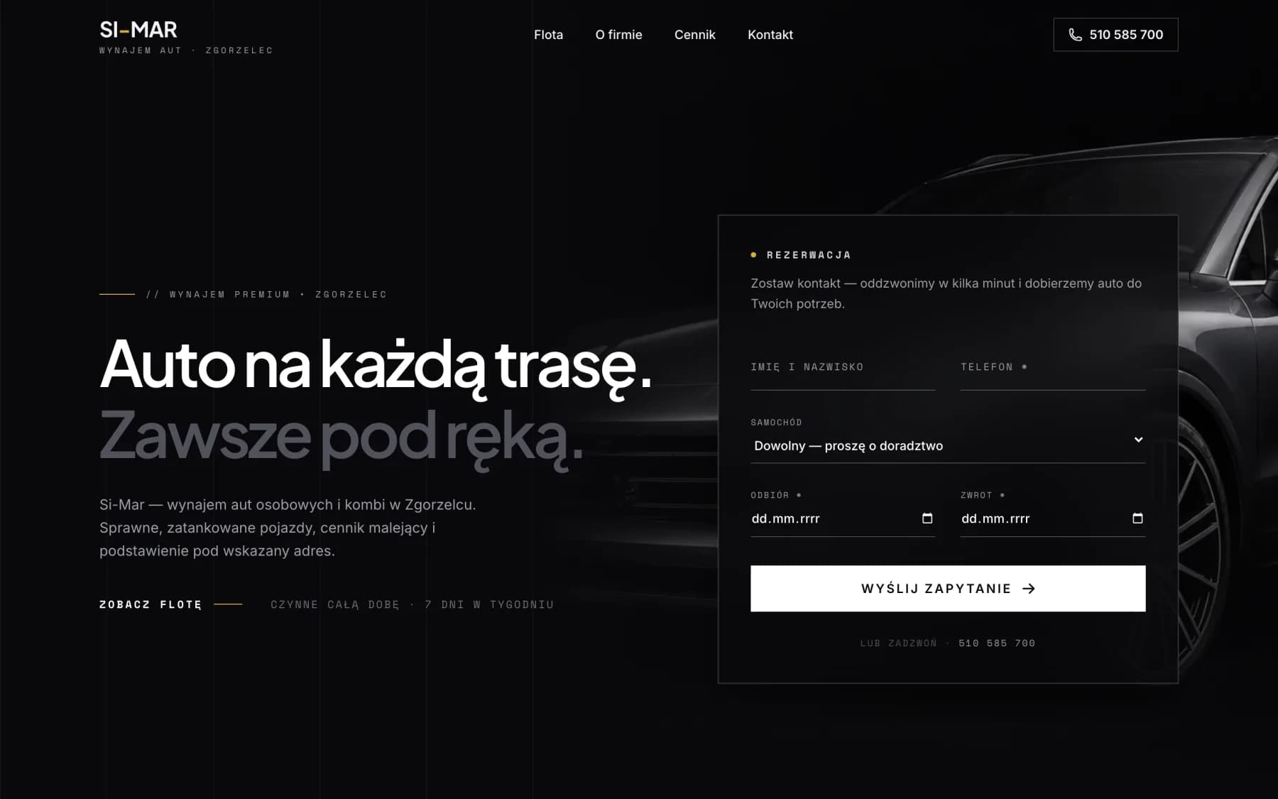 Strona Si-Mar — widok na komputerze